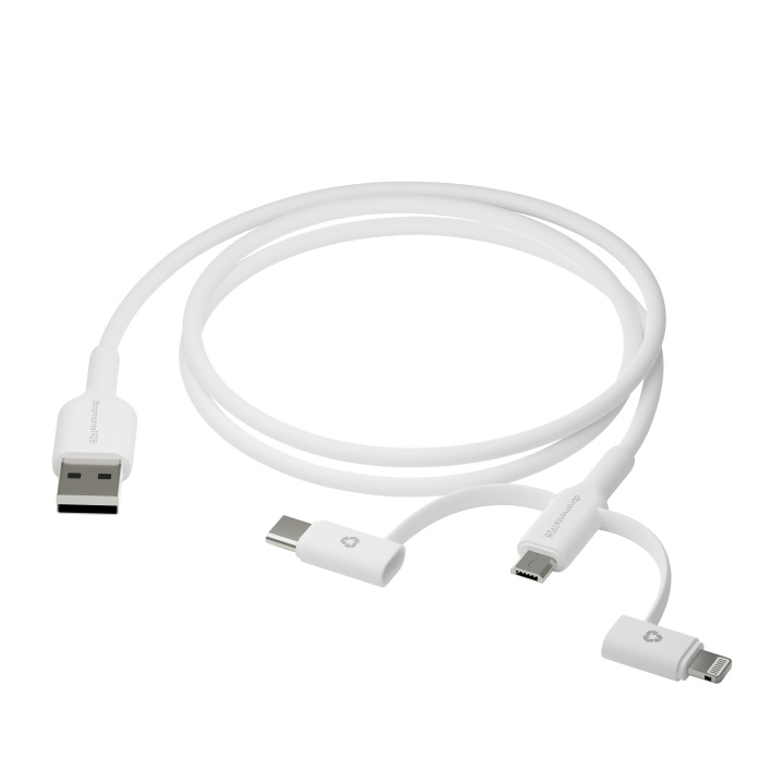 dbramante1928 Re-charge - 3in1-kabel-USB A till USB-A,C & Lightn-W i gruppen DATORER & KRINGUTRUSTNING / Datorkablar / USB-kablar / USB-C hos TP E-commerce Nordic AB (D21474)
