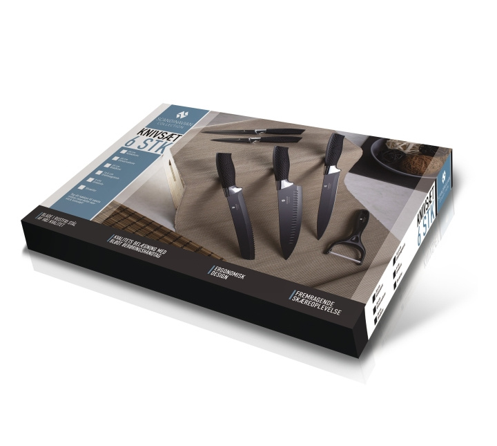 Scandinavian Collection 6-pack knivset - Sort i gruppen HEM, HUSHÅLL & TRÄDGÅRD / Köksredskap / Köksknivar & Knivslipar hos TP E-commerce Nordic AB (D21494)