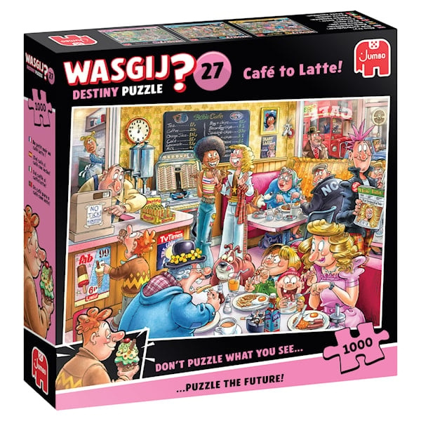 Wasgij Destiny 27: Från café till latte! (1000 bitar) (1110100596) i gruppen SPORT, FRITID & HOBBY / Hobby / Pussel hos TP E-commerce Nordic AB (D21505)