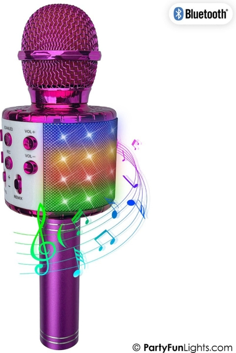 Party Fun Lights Karaoke microphone with speaker - Pink (605601) i gruppen HEMELEKTRONIK / Ljud & Bild / Handhållna mikrofoner hos TP E-commerce Nordic AB (D21510)