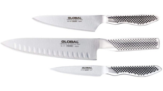 GLOBAL Classic knivset med 3 delar och räfflad kokkniv (G-773889)
