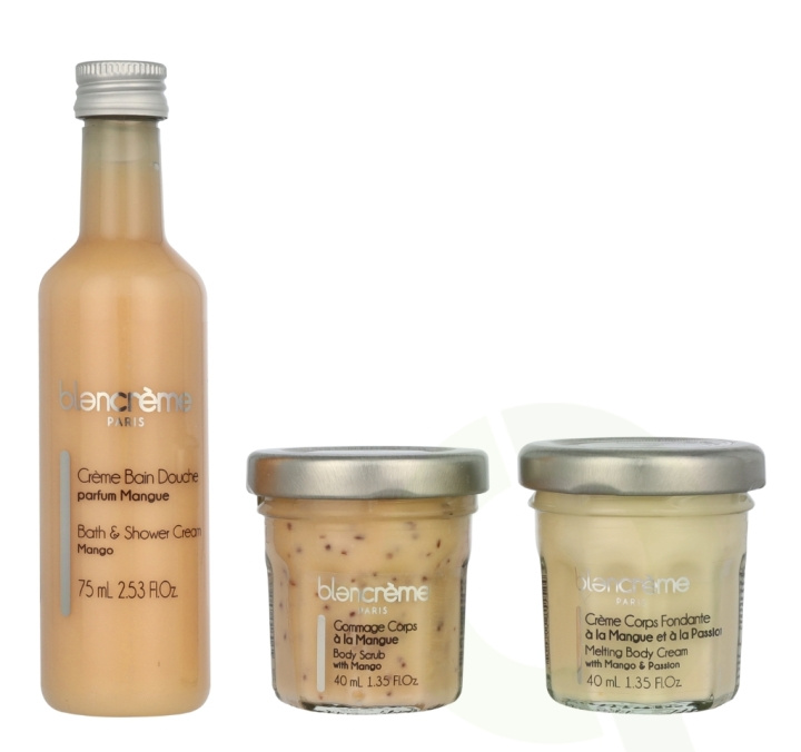 Blancreme Bath & Body Essentials Set 155 ml Bath & Shower Cream 75ml/Body Cream 40ml/Body Scrub 40ml - Mango & Passion i gruppen SKÖNHET & HÄLSA / Hudvård / Kroppsvård / Bad & Duschcreme hos TP E-commerce Nordic AB (D21711)