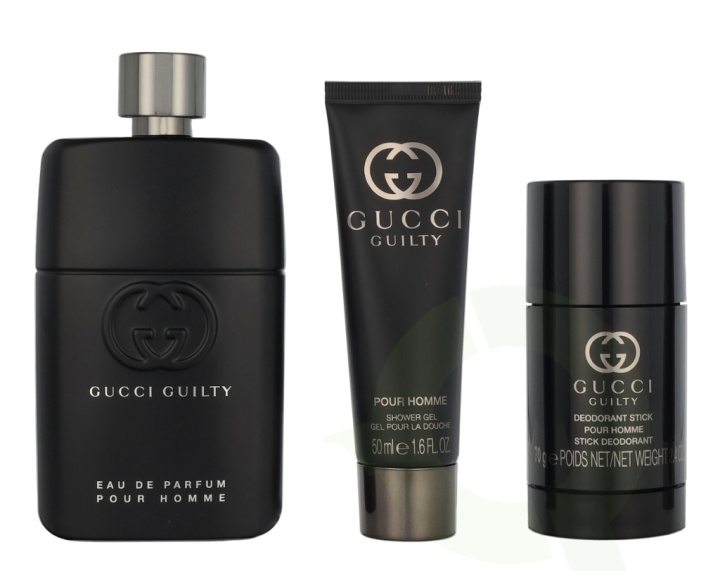 Gucci Guilty Pour Homme Giftset 215 ml Edp Spray 90ml/Shower Gel 50ml/Deodorant Stick 75g i gruppen SKÖNHET & HÄLSA / Doft & Parfym / Parfym / Parfym för honom hos TP E-commerce Nordic AB (D21732)