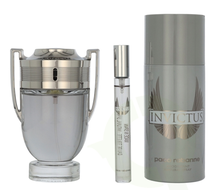 Paco Rabanne Invictus Giftset 260 ml Edt Spray 100 ml/Deodorant Spray 150 ml/Edt Travel Spray 10 ml i gruppen SKÖNHET & HÄLSA / Presentkit / Presentkit För Henne hos TP E-commerce Nordic AB (D21761)