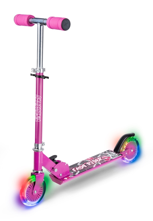 California Rosa sparkcykel med LED-lampor (83154) i gruppen LEKSAKER, BARN- & BABYPRODUKTER / Uteleksaker / Cyklar & Sparkcyklar hos TP E-commerce Nordic AB (D21946)