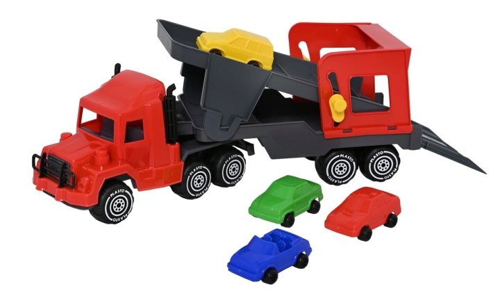 Plasto Biltransportör med 4 bilar - 47 cm (1643000) i gruppen LEKSAKER, BARN- & BABYPRODUKTER / Leksaker / Leksaksbilar & andra fordon hos TP E-commerce Nordic AB (D22158)