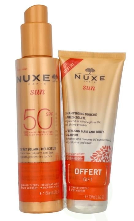 Nuxe Sun Delicious Set 250 ml Sun Spray High Protection SPF50 Face & Body 150 ml/After-Sun Hair & Body Shampoo 100 ml i gruppen SKÖNHET & HÄLSA / Hudvård / Solskydd & Tanning / Solskydd hos TP E-commerce Nordic AB (D23410)