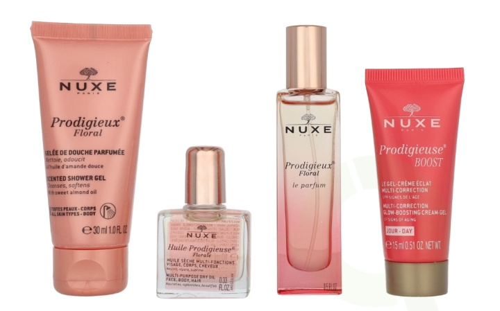 Nuxe Huile Prodigieuse Floral Travel Kit 70 ml Shower Gel 30ml/Oil 10ml/Edp Spray 15ml/Face Gel-Cream 15ml i gruppen SKÖNHET & HÄLSA / Presentkit / Presentkit För Henne hos TP E-commerce Nordic AB (D23415)