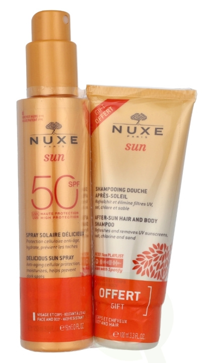 Nuxe Sun Set 250 ml Sun Spray SPF50 150ml/FREE After-Sun Shower Shampoo 100ml i gruppen SKÖNHET & HÄLSA / Hudvård / Solskydd & Tanning / Solskydd hos TP E-commerce Nordic AB (D23419)