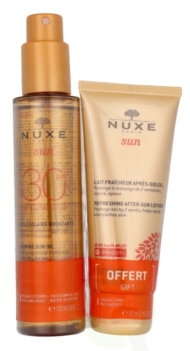 Nuxe Sun Set 250 ml Tanning Oil High Protection SPF30 Face & Body 150 ml/Refreshing After-Sun Lotion Face&Body 100 ml i gruppen SKÖNHET & HÄLSA / Hudvård / Solskydd & Tanning / Solskydd hos TP E-commerce Nordic AB (D23471)