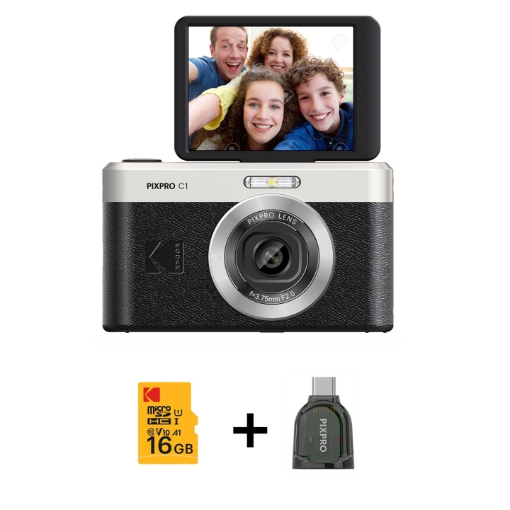 Kodak Digitalkamera Pixpro C1 CMOS 5x 16MP Paket Svart i gruppen HEMELEKTRONIK / Foto & Video / Kameror hos TP E-commerce Nordic AB (D23719)