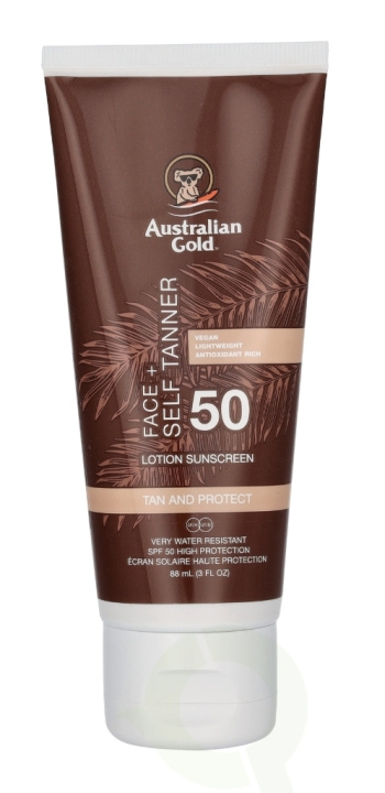 Australian Gold Face + Self Tanner Sunscreen Lotion SPF50 88 ml i gruppen SKÖNHET & HÄLSA / Hudvård / Solskydd & Tanning / Solskydd hos TP E-commerce Nordic AB (D23992)