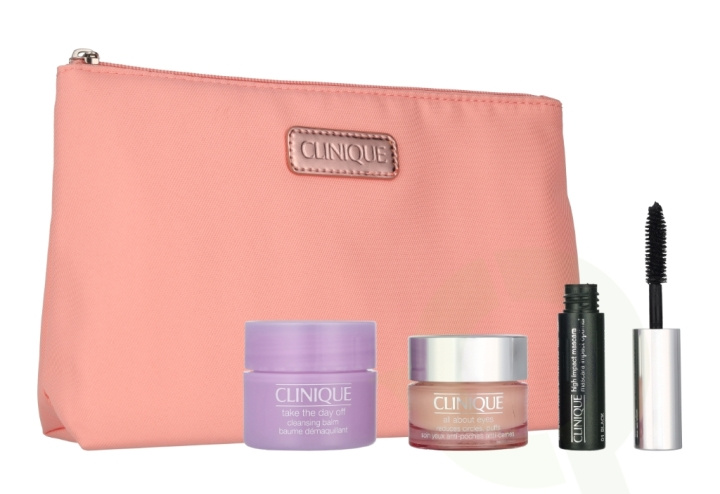Clinique All About Eyes Set 33.5 ml All About Eyes Gel Cream 15m/Take The Day Off Cleasing Balm 15ml/High Impact Mascara 3,5ml/Bag i gruppen SKÖNHET & HÄLSA / Presentkit / Presentkit För Henne hos TP E-commerce Nordic AB (D24060)