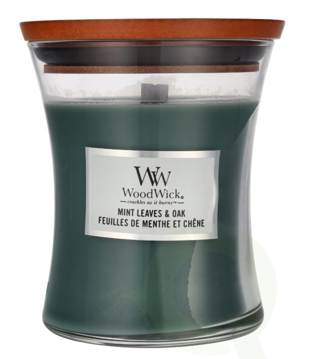 WoodWick Mint Leaves & Oak Medium Hourglass Candle 0 i gruppen SKÖNHET & HÄLSA / Doft & Parfym / Övrig doft / Doftljus hos TP E-commerce Nordic AB (D24072)
