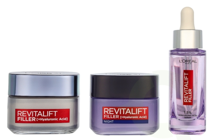 L\'Oreal Revitalift Filler Renew Routine Set 130 ml Day Cream 50ml/Night Cream 50ml/Serum 30ml i gruppen SKÖNHET & HÄLSA / Hår & Styling / Hårvårdsprodukter hos TP E-commerce Nordic AB (D24126)