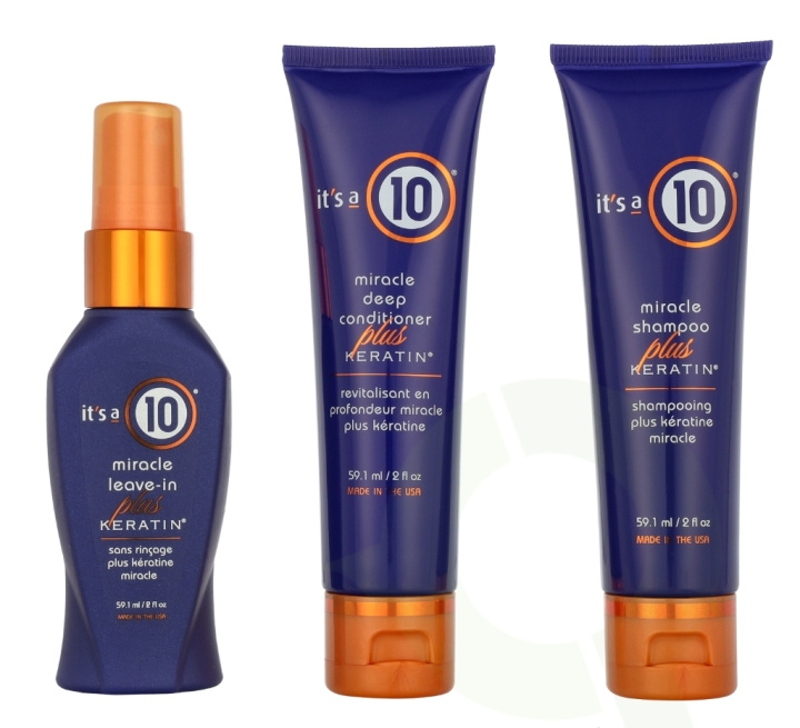 It\'s a 10 Keratin Trail Set 177.3 ml Shampoo 59,1ml/Conditioner 59,1ml/Leave-in 59,1ml i gruppen SKÖNHET & HÄLSA / Hår & Styling / Hårvårdsprodukter hos TP E-commerce Nordic AB (D24154)