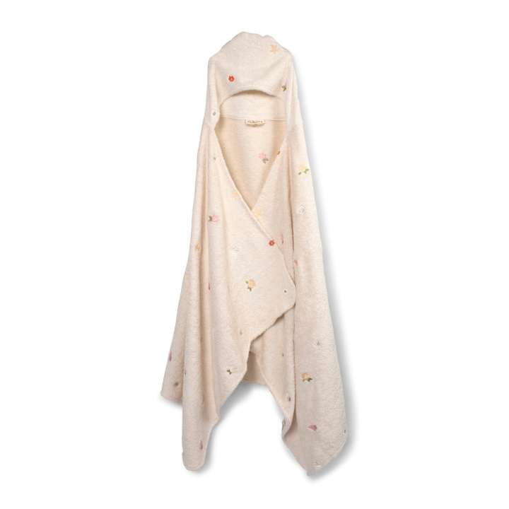 Filibabba Broderad handduk med huva - Ocean Blossom - Vit - 12-60 m (FI-03576) i gruppen LEKSAKER, BARN- & BABYPRODUKTER / Barntextilier hos TP E-commerce Nordic AB (D24294)