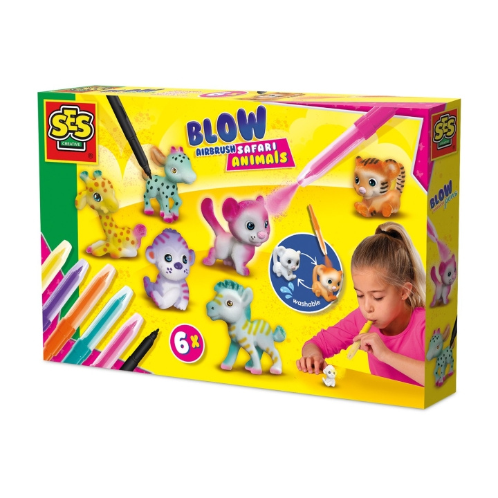 SES Creative Blåspennor - Airbrush safaridjur - (S14335) i gruppen LEKSAKER, BARN- & BABYPRODUKTER / Leksaker / Pyssel hos TP E-commerce Nordic AB (D24402)