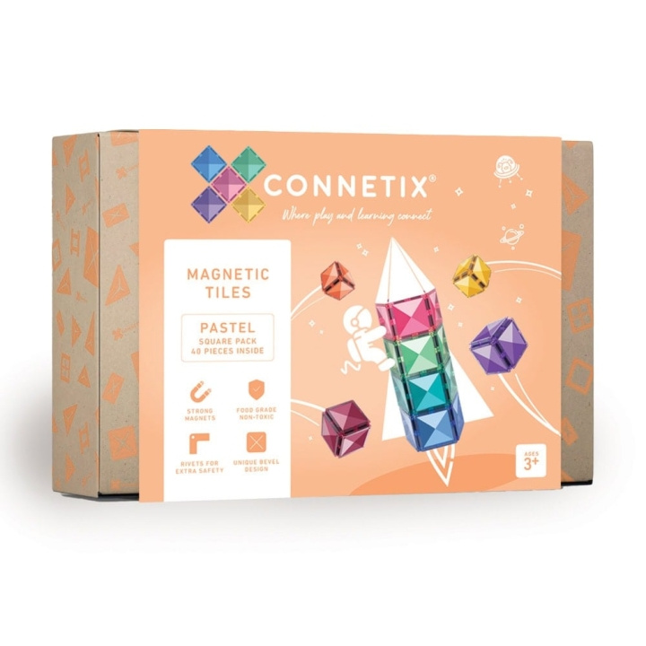 Connetix Förpackning med pastellfärgade kvadrater 40 bitar (CT-P-00040-SQ) i gruppen LEKSAKER, BARN- & BABYPRODUKTER / Leksaker / Lekset hos TP E-commerce Nordic AB (D24585)