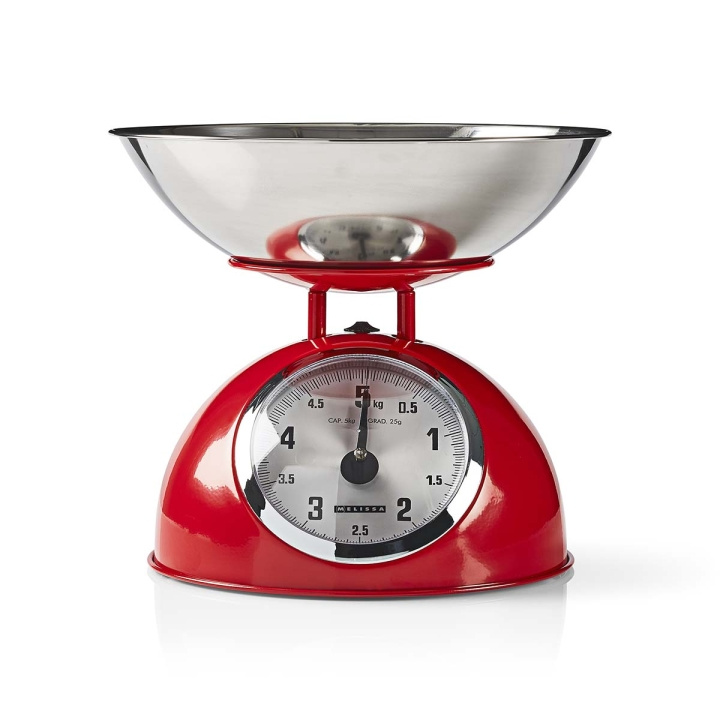 MELISSA Retro köksvåg | Analog | Metallhölje | Avtagbar skål | Max. 5 kg | 25 grams steg | Röd i gruppen HEM, HUSHÅLL & TRÄDGÅRD / Köksredskap / Köksvågar hos TP E-commerce Nordic AB (D25005)