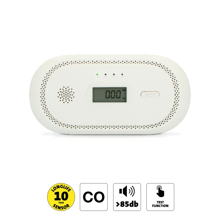 Alecto Kolmonoxidlarm med 10 års drifttid för sensor och display i gruppen HEM, HUSHÅLL & TRÄDGÅRD / Larm & Säkerhet / Brand, rök, gas / Brandvarnare hos TP E-commerce Nordic AB (D25008)