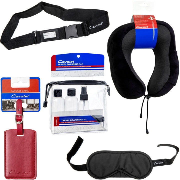 Cavalet Resekit 8 (Nackkudde, Reseflaskor, Bagagetag, Bagagerem, Sovmask) i gruppen SPORT, FRITID & HOBBY / Resetillbehör / Övrigt hos TP E-commerce Nordic AB (D25041)