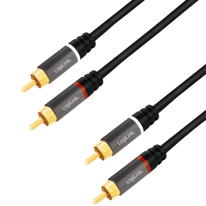 LogiLink Audiokabel 2 x RCA-hane - 2 x RCA-hane 1,5m Metall Svart i gruppen HEMELEKTRONIK / Kablar & Adaptrar / RCA-kablar & adaptrar hos TP E-commerce Nordic AB (D25089)
