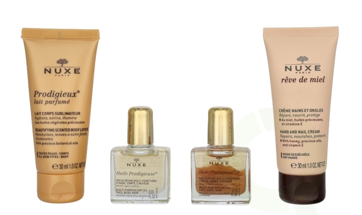 Nuxe Prodigieux Travel Kit 80 ml Prodigieux Body Milk 30ml/Oil Prodigieuse 10ml/Oil Prodigieuse Or 10ml/Hand Cream 30ml i gruppen SKÖNHET & HÄLSA / Doft & Parfym / Parfym / Parfymboxar hos TP E-commerce Nordic AB (D25310)
