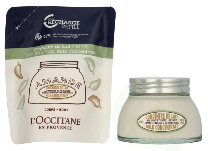 L\'Occitane Almond Milk Concentrate Duo Set 400 ml Milk Concentrate 200 ml/ Milk Concentrate Refill 200 ml i gruppen SKÖNHET & HÄLSA / Hudvård / Kroppsvård / Body lotion hos TP E-commerce Nordic AB (D25584)