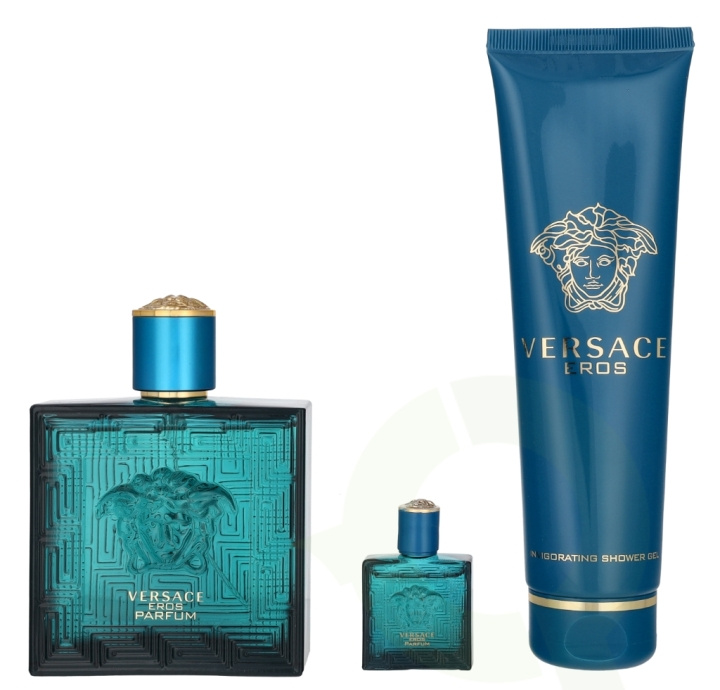 Versace Eros Pour Homme Giftset 255 ml Perfume Spray 100ml/Perfumed Shower Gel 150ml/Perfume 5 ml i gruppen SKÖNHET & HÄLSA / Doft & Parfym / Parfym / Parfym för honom hos TP E-commerce Nordic AB (D25644)