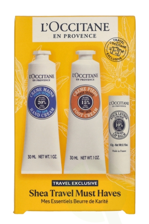 L\'Occitane Shea Travel Must-Haves Set 64.5 ml Hand Cream 30ml / Foot Cream 30ml / Lip Balm 4,5gr i gruppen SKÖNHET & HÄLSA / Hår & Styling / Hårvårdsprodukter hos TP E-commerce Nordic AB (D25656)