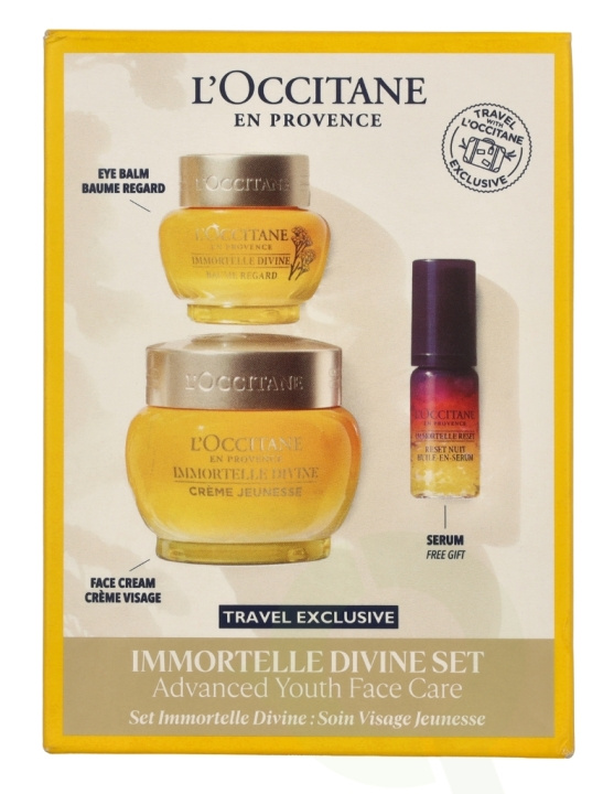 L\'Occitane Immortelle Face Care Set 70 ml Eye Balm 15ml/Divine Cream 50ml/Overnight Reset Oil 5ml i gruppen SKÖNHET & HÄLSA / Hudvård / Ansiktsvård hos TP E-commerce Nordic AB (D25882)