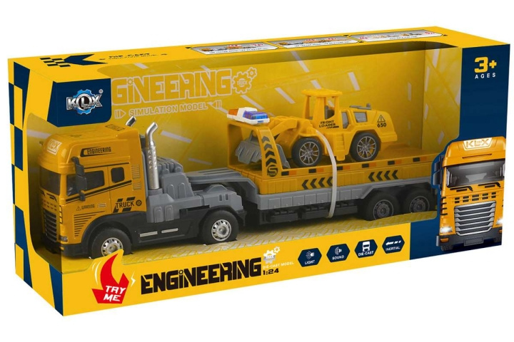 KLX Gjuten lastbil med hängare, bulldozer med ljus och ljud (534678) i gruppen LEKSAKER, BARN- & BABYPRODUKTER / Leksaker / Leksaksbilar & andra fordon hos TP E-commerce Nordic AB (D27772)