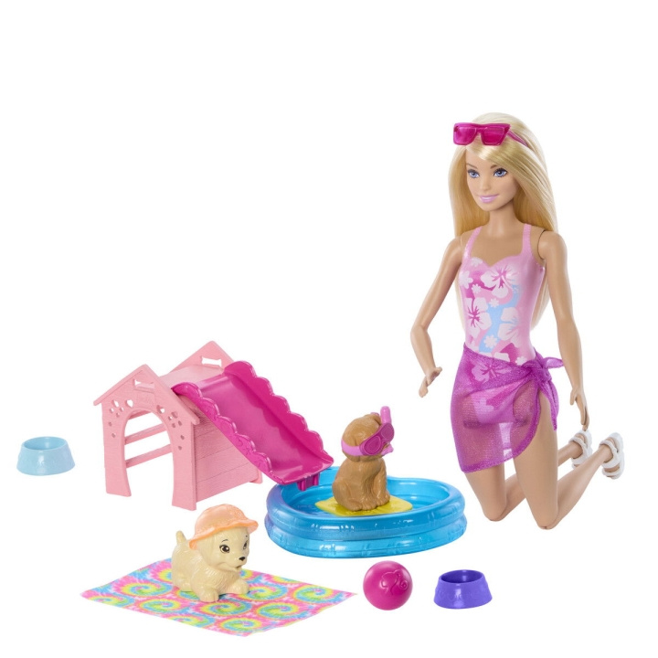 Barbie Puppy Pool Party Aloha Blonde (JBF35) i gruppen LEKSAKER, BARN- & BABYPRODUKTER / Leksaker / Dockor & Tillbehör hos TP E-commerce Nordic AB (D27848)