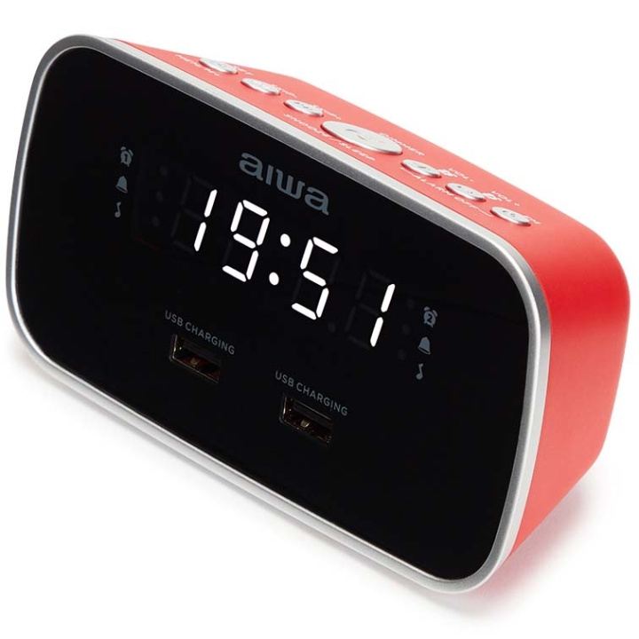 AIWA Klockradio Två alarm USB ladd-uttag Röd i gruppen HEMELEKTRONIK / Ljud & Bild / Hemmabio, HiFi & Bärbart / Radio & Väckarklockor / Klockradio hos TP E-commerce Nordic AB (D28017)