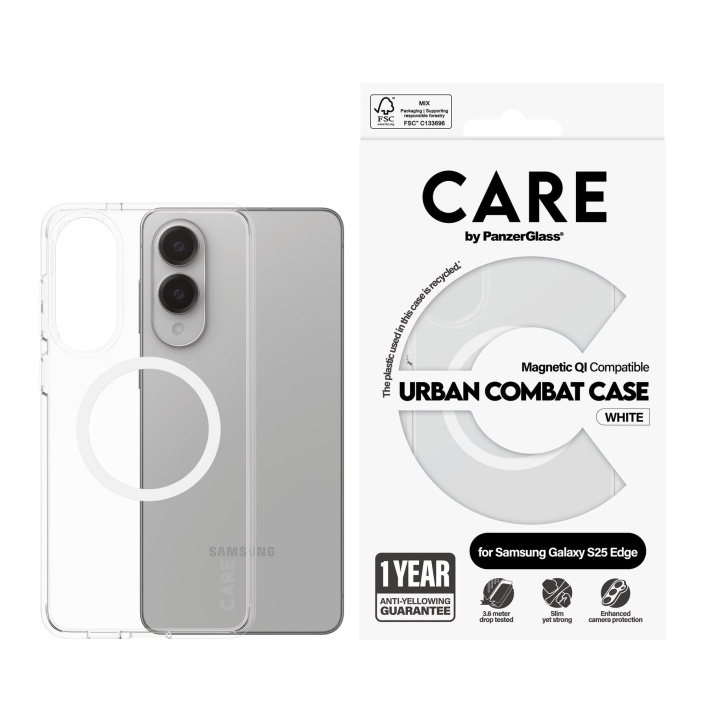 Panzer CARE by PanzerGlass - Flagship Fodral Transparent Urban Combat m. Vit Qi Kompatibel Samsung S25 Edge i gruppen SMARTPHONE & SURFPLATTOR / Mobilskydd / Samsung hos TP E-commerce Nordic AB (D28638)