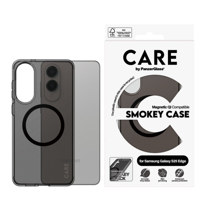 Panzer CARE by PanzerGlass - Flaggskeppsfodral Urban Combat Smokey m. Sort Qi-kompatibel Samsung S25 Edge i gruppen SMARTPHONE & SURFPLATTOR / Mobilskydd / Samsung hos TP E-commerce Nordic AB (D28643)