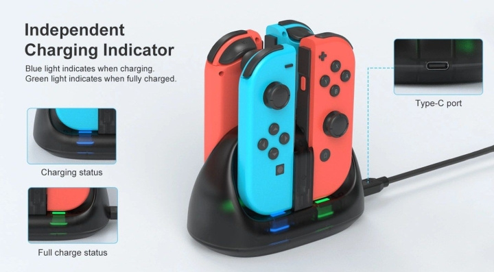 Deep Explorer 4 i 1 laddningsstation i gruppen HEMELEKTRONIK / Spelkonsoler & Tillbehör / Nintendo Switch hos TP E-commerce Nordic AB (D28734)