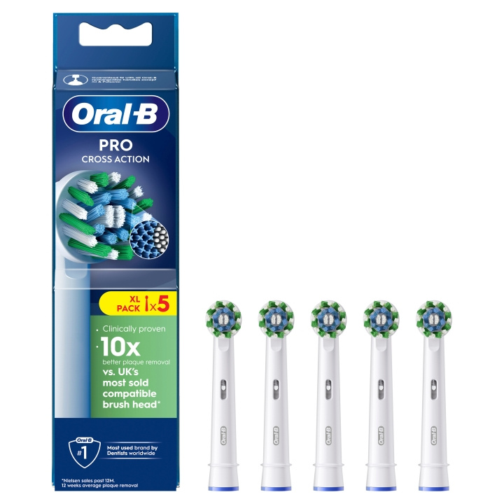 Oral B Pro Cross Action tandborsthuvuden - vita - 5 st i gruppen SKÖNHET & HÄLSA / Munvård / Borsthuvuden & Tillbehör hos TP E-commerce Nordic AB (D28913)