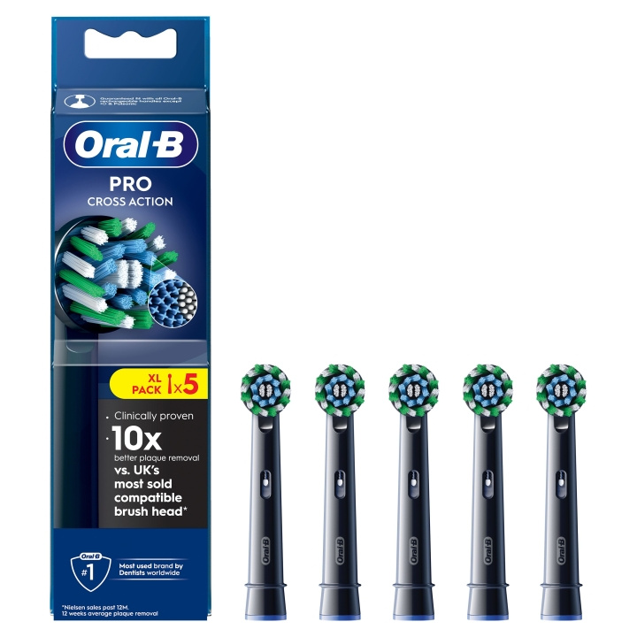Oral B Pro Cross Action Tandborsthuvuden - Svart - 5 st i gruppen SKÖNHET & HÄLSA / Munvård / Borsthuvuden & Tillbehör hos TP E-commerce Nordic AB (D28914)