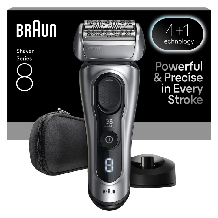 Braun Series 8 Elektrisk rakapparat - SensoAdapt, laddningsställ, 8617S - Silver i gruppen SKÖNHET & HÄLSA / Hår & Styling / Rakning & Trimning / Rakapparater hos TP E-commerce Nordic AB (D28933)