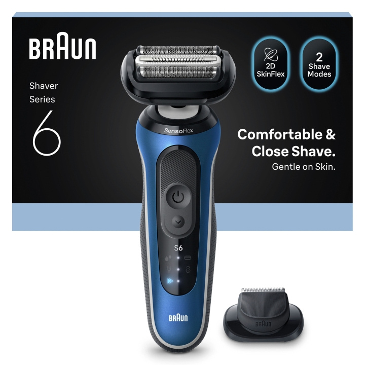 Braun Series 6 elektrisk rakapparat +1 tillbehör - blå i gruppen SKÖNHET & HÄLSA / Hår & Styling / Rakning & Trimning / Rakapparater hos TP E-commerce Nordic AB (D28936)