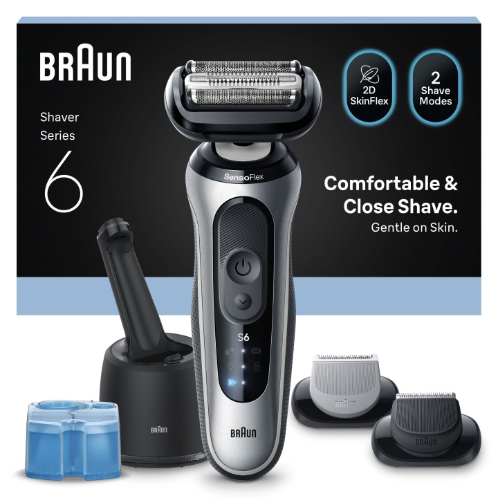 Braun Series 6 elektrisk rakapparat - SmartCare Center +2 tillbehör - 62-S7650CC - Silver i gruppen SKÖNHET & HÄLSA / Hår & Styling / Rakning & Trimning / Rakapparater hos TP E-commerce Nordic AB (D28940)