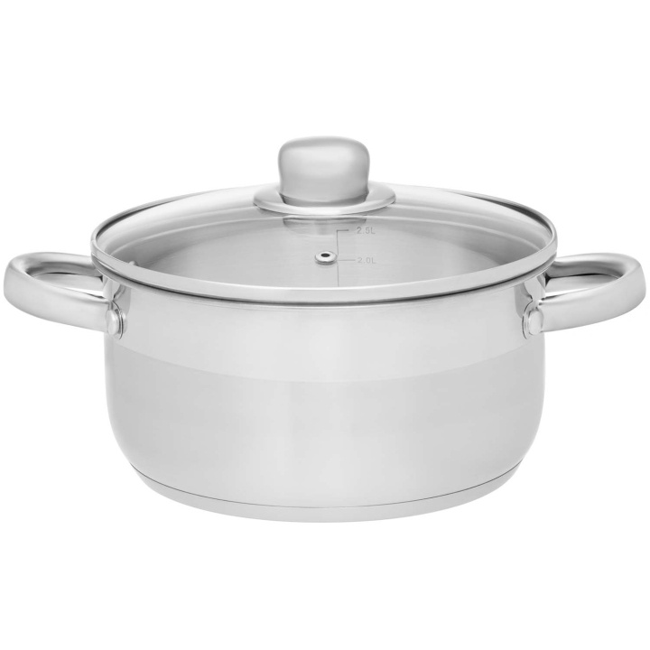 Maku Kastrull Basic i stål med glaslock 6,5 L i gruppen HEM, HUSHÅLL & TRÄDGÅRD / Köksredskap / Grytor & Kastruller hos TP E-commerce Nordic AB (D29102)