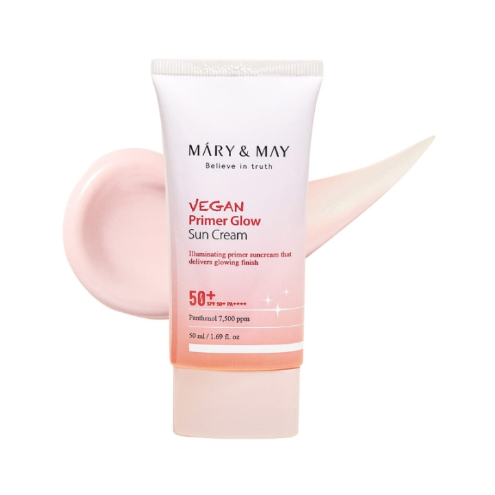 Mary&May Vegan Primer Glow Sun Cream SPF50+ PA++++ - Subtle Pink - 50 ml i gruppen SKÖNHET & HÄLSA / Hudvård / Solskydd & Tanning / Solskydd hos TP E-commerce Nordic AB (D29270)