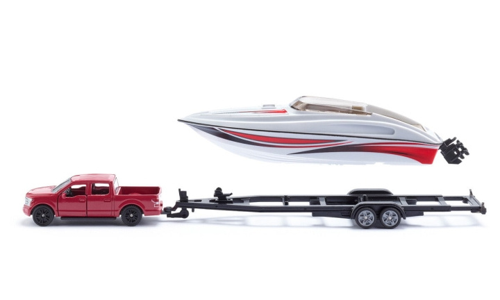 SIKU Ford F150 med motorbåt (313-2568) i gruppen LEKSAKER, BARN- & BABYPRODUKTER / Leksaker / Leksaksbilar & andra fordon hos TP E-commerce Nordic AB (D29944)
