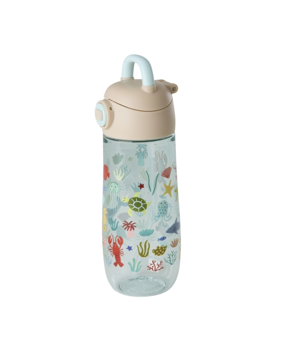 RICE Drickflaska i plast för barn med Blue Ocean-tryck - Blå - 550 ml i gruppen LEKSAKER, BARN- & BABYPRODUKTER / Äta & Dricka / Flaskor & Barnmuggar hos TP E-commerce Nordic AB (D29975)