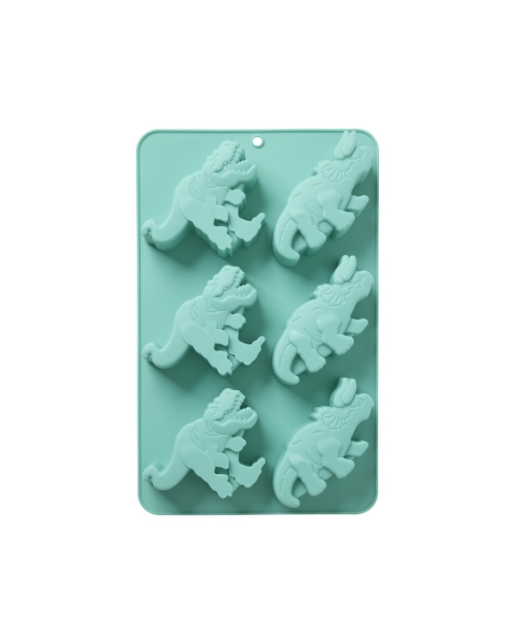 RICE Bakform i silikon med 6 dinos - Mint - 30 cm x 20 cm i gruppen LEKSAKER, BARN- & BABYPRODUKTER / Äta & Dricka / Barnserviser hos TP E-commerce Nordic AB (D30064)