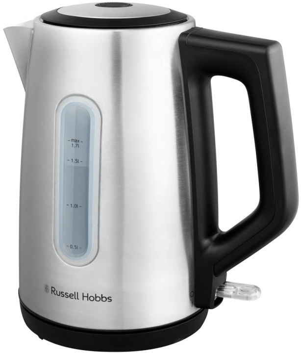 Russell Hobbs Heaton Brushed Vattenkokare - Borstat rostfritt stål med svarta detaljer - 1,7L i gruppen HEM, HUSHÅLL & TRÄDGÅRD / Hushållsmaskiner / Vatten & Juice / Vattenkokare hos TP E-commerce Nordic AB (D30180)