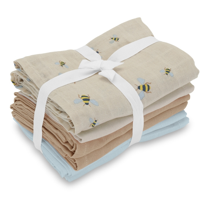 Vanilla Copenhagen Musliner 6-pack - Honeybee, Oyster Grey, Oak, Blue - 70 x 70 cm (MUSL8123) i gruppen LEKSAKER, BARN- & BABYPRODUKTER / Barntextilier / Sängkläder / Barnlakan hos TP E-commerce Nordic AB (D30313)